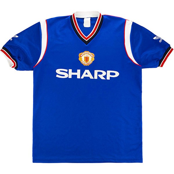 Thailande Maillot Football Manchester United Third Retro 1984 1986 Bleu